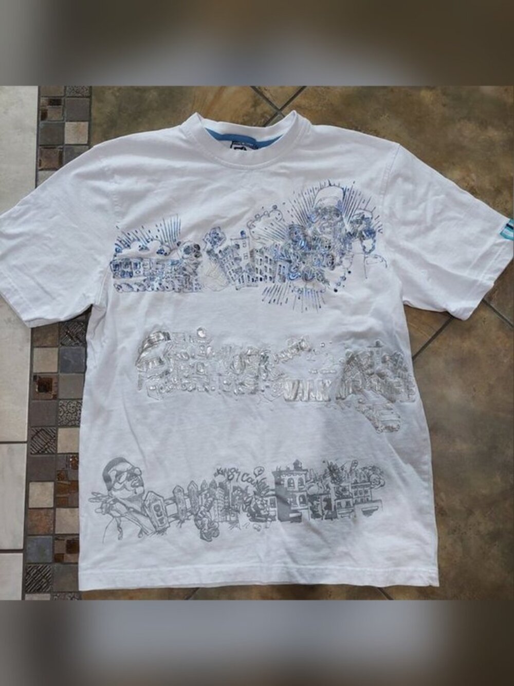5ive Jungle White Cotton Graphic T-Shirt Mens L Streetwear
